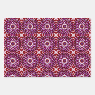Red Lila White Mandala Geschenkpapier Set