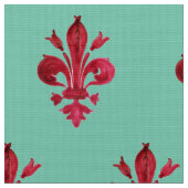 RED LILIE IN GREEN Floral Pattern Stoff (Nahaufnahme)