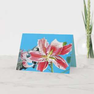 Red Lilies Lily floral Watercolor Geburtstagskarte Karte