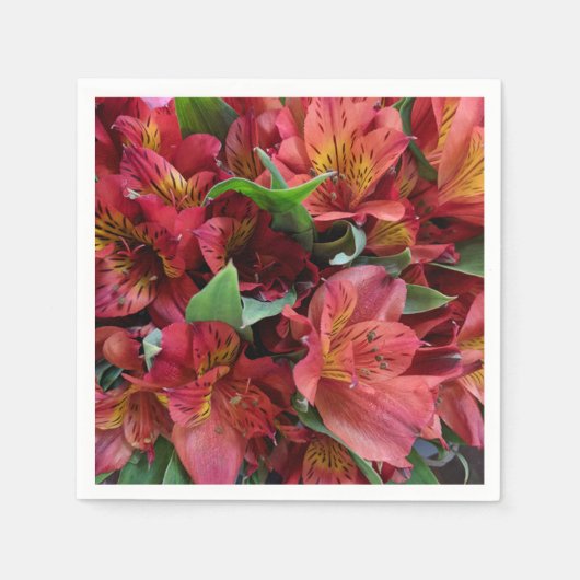 Red Lilies Paper Napkin Serviette (Vorderseite)