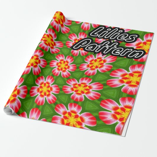 Red Lilies Pattern Geschenkpapier (Ungerollt)