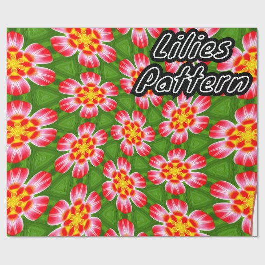 Red Lilies Pattern Geschenkpapier (Flach)