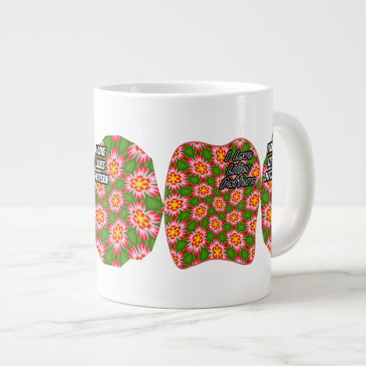 Red Lilies Pattern Jumbo-Tasse (Vorderseite Rechts)