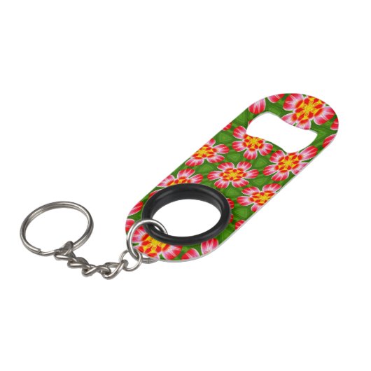 Red Lilies Pattern Mini Flaschenöffner (Vorderseite Schrägansicht)