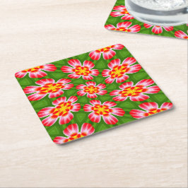 Red Lilies Pattern Rechteckiger Pappuntersetzer