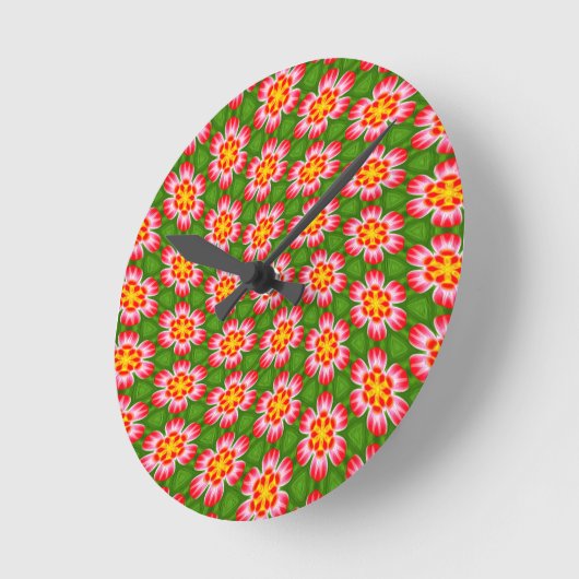 Red Lilies Pattern Runde Wanduhr (Winkel)