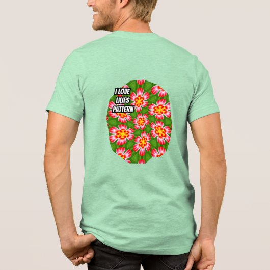 Red Lilies Pattern Tri-Blend Shirt (Rückseite)