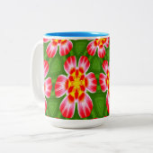 Red Lilies Pattern Zweifarbige Tasse (Vorderseite Links)