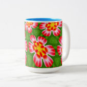 Red Lilies Pattern Zweifarbige Tasse (VorderseiteRechts)