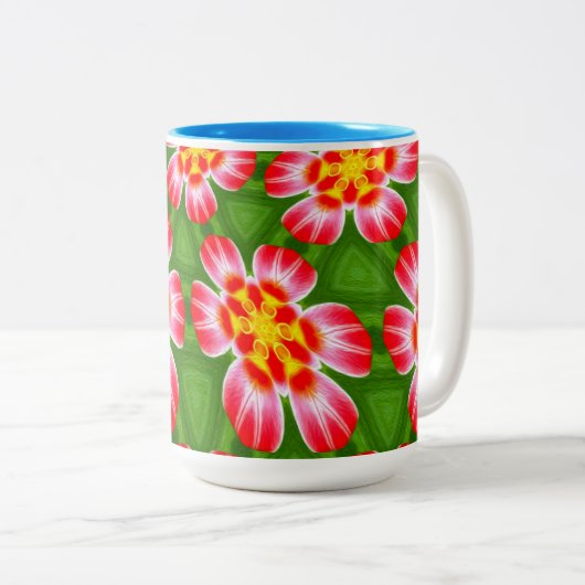 Red Lilies Pattern Zweifarbige Tasse (VorderseiteRechts)