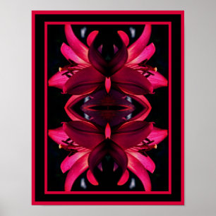 Red Lily Blume Mirror Abstrakt Poster