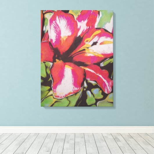 Red Lily Blume Originalkunstwerk Leinwanddruck (Insitu (Holzboden))
