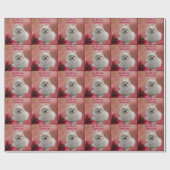 Red Lily Dog White Spitz Personalisiert Geschenkpapier (Flach)