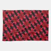 Red Lily Floral Abstrakt Art Muster Geschirrtuch (Horizontal)