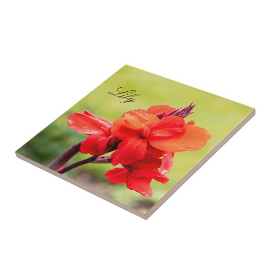 Red Lily Individuelle Name Fliese (Seite)