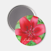 Red Lily Magnet Luke 12:27 (Vorderseite/Rückseite)