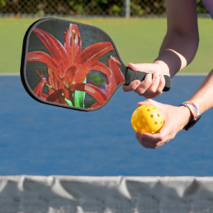 Red Lily Textured by Shirley Taylor Pickleball Schläger