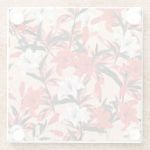 Red Lily: Vintages botanisches Muster. Glasuntersetzer (Rückseite)