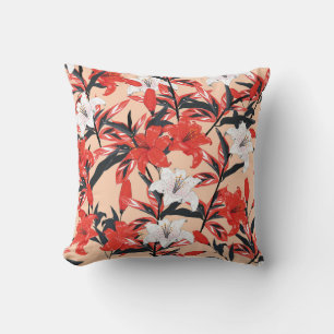 Red Lily: Vintages botanisches Muster. Kissen