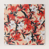 Red Lily: Vintages botanisches Muster. Puzzle (Horizontal)