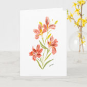 Red Lily Watercolor Floral Greeting Card Karte (Gelbe Blume)