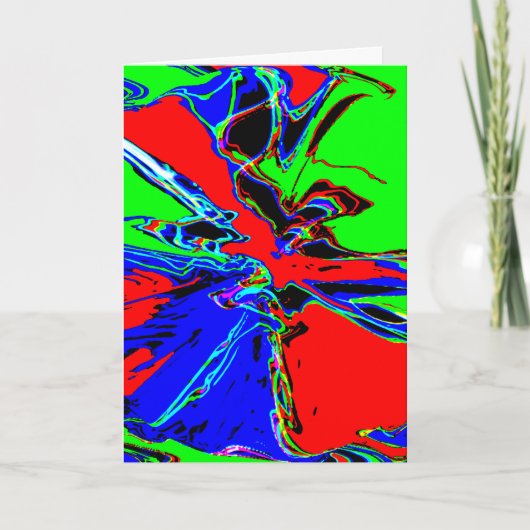 Red Lime Green Blue Abstrakt Pinwheel Blume Karte (Vorderseite)