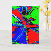 Red Lime Green Blue Abstrakt Pinwheel Blume Karte (Gelbe Blume)