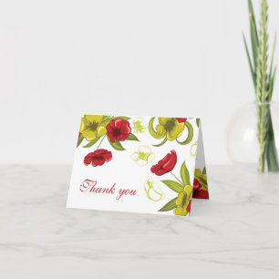 Red + Lime Green Mohn Blume Hochzeit danke