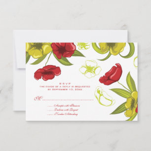 Red + Lime Green Mohn Blume Hochzeit rsvp Antwort