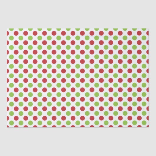 Red & Lime Green Polka Dots Seidenpapier (Vorderseite)