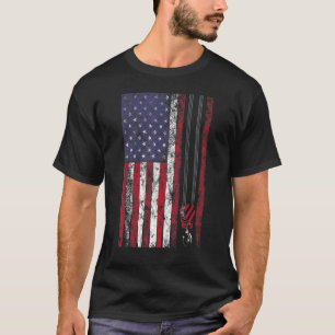 Red Line American Flag Job Patriotic Crane Op T-Shirt