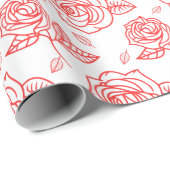 Red Line Art Rose Geschenkpapier (Rolleneckpunkt)