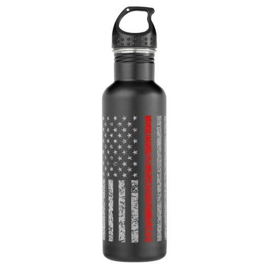 Red Line Firefighter American Flag Edelstahlflasche (Vorderseite)