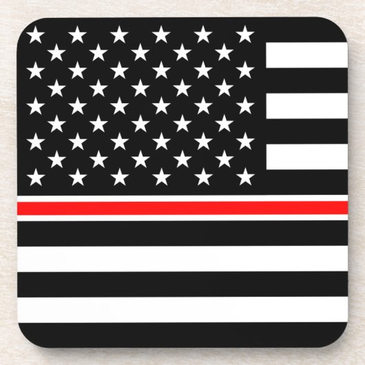 Red Line Firefighter American Flag Getränkeuntersetzer (Vorderseite)