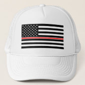 Red Line Firefighter American Flag Truckerkappe (Vorderseite)