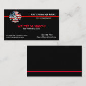 Red Line Firefighter Flag Schwarze Visitenkarte (Vorne/Hinten)