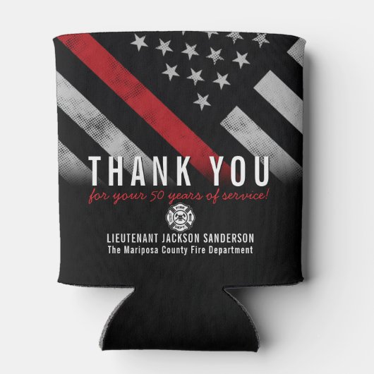 Red Line-Flag für den Feuerwehrruhestand Dosenkühler (Rückseite)