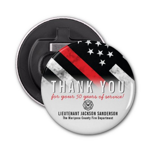 Red Line-Flag für den Feuerwehrruhestand Flaschenöffner (Vorderseite)