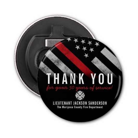 Red Line-Flag für den Feuerwehrruhestand Flaschenöffner (Vorderseite)