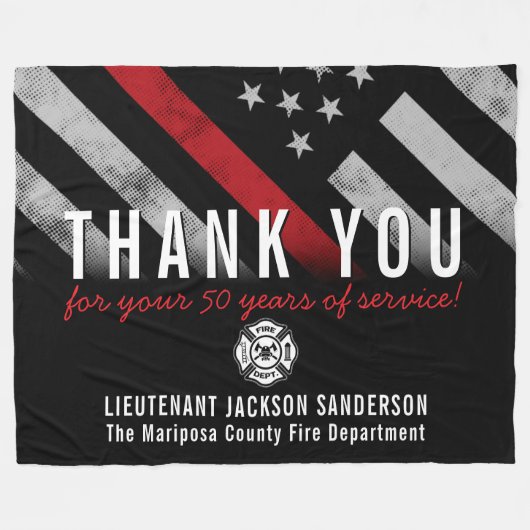 Red Line-Flag für den Feuerwehrruhestand Fleecedecke (Vorderseite (Horizontal))