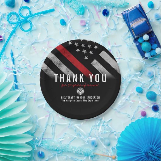 Red Line-Flag für den Feuerwehrruhestand Pappteller (Party)