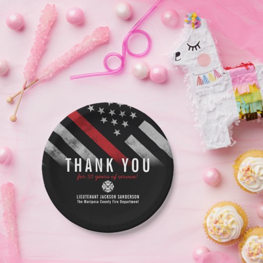 Red Line-Flag für den Feuerwehrruhestand Pappteller (Party)