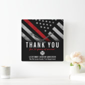 Red Line-Flag für den Feuerwehrruhestand Quadratische Wanduhr (Zuhause)