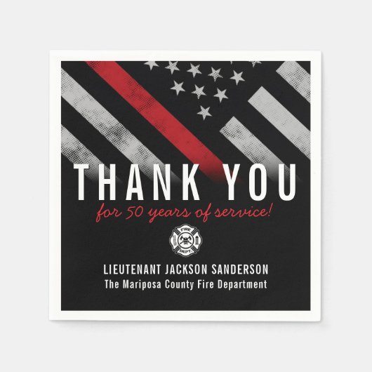 Red Line-Flag für den Feuerwehrruhestand Serviette (Vorderseite)