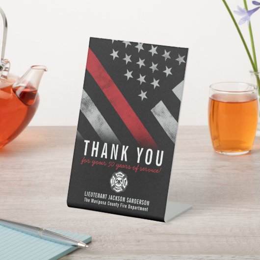 Red Line-Flag für den Feuerwehrruhestand Sockelschild (In SItu)