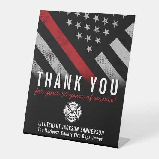 Red Line-Flag für den Feuerwehrruhestand Sockelschild (Vorderseite)