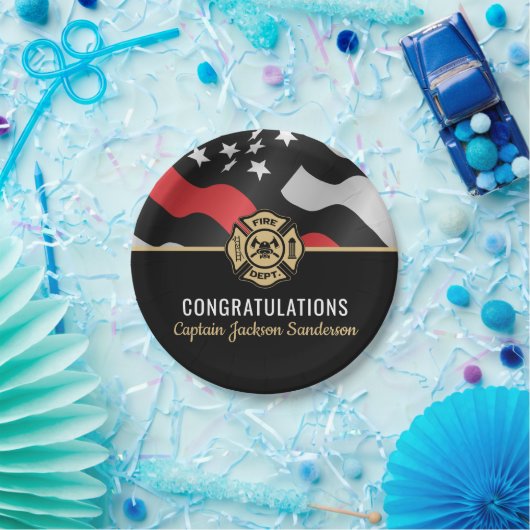 Red Line-Flag für Feuerwehrruhestand-Party Pappteller (Party)