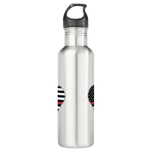 Red Line Flag Heart Edelstahlflasche (Vorderseite)