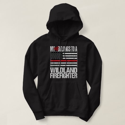 Red Line Flag Shirt My Heart Belongs Wildland Fire (Design vorne)