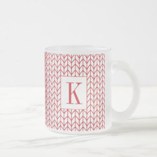 RED LINE KNIT Frosted Glass Becher + Initiale Mattglastasse